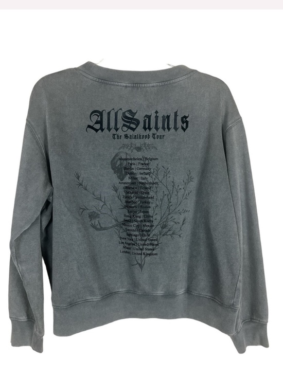 All Saints Tops - AllSaints Washed Charcoal Gray Graphic Back Crew Sweatshirt